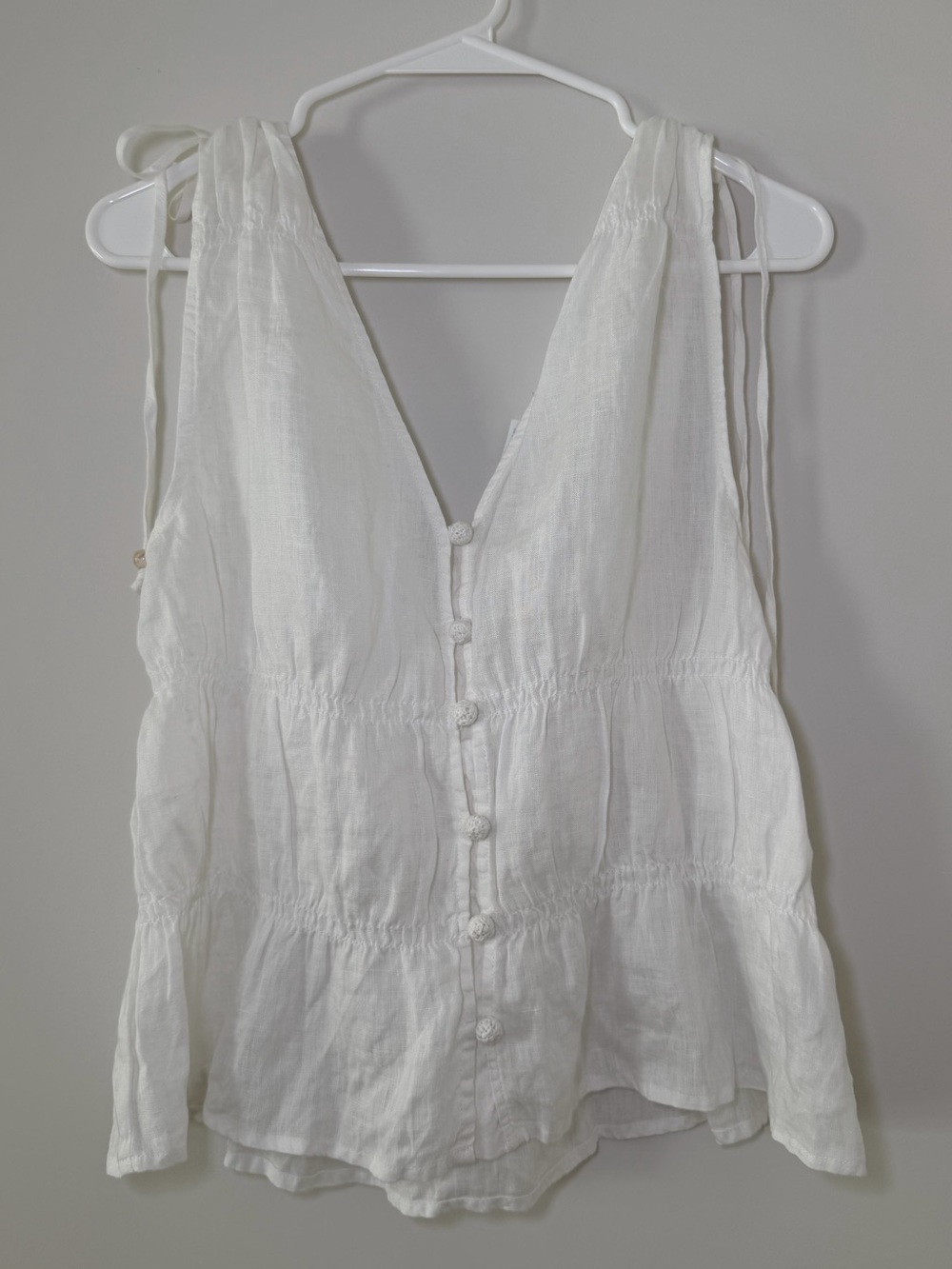 Cynthia Rowley White 100% Linen Sleeveless Button-Down Top Women’s Large